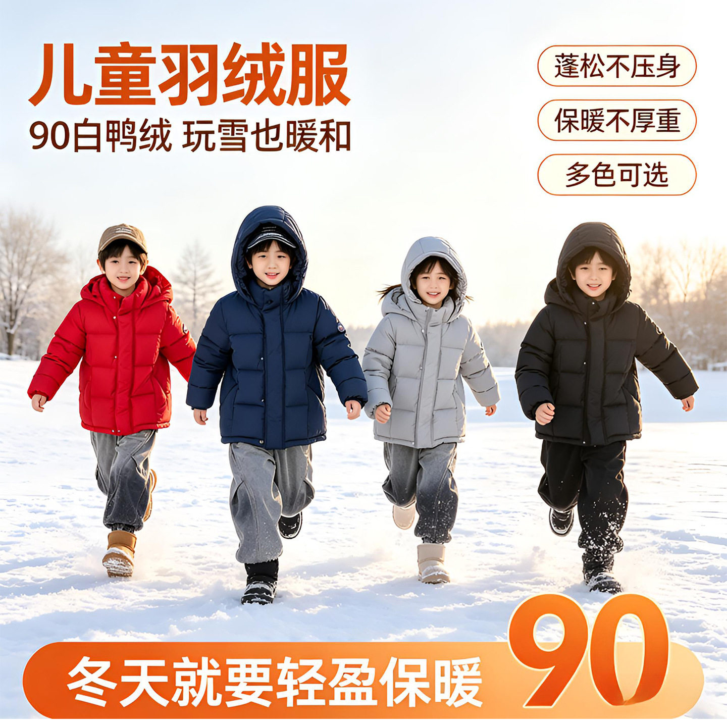 儿童羽绒服短款冬季加厚外套男童女童连帽保暖防风蓄暖面包服童装