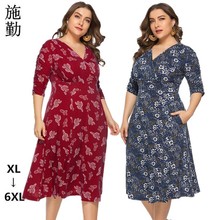 300斤欧美加大码加肥胖人夏连衣裙1