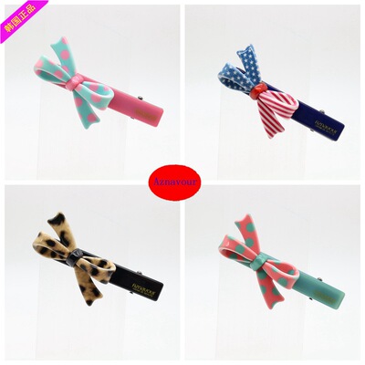 韩国进口Aznavour正品graindebeaute 经典圆点 蝴蝶结边夹 鸭嘴夹