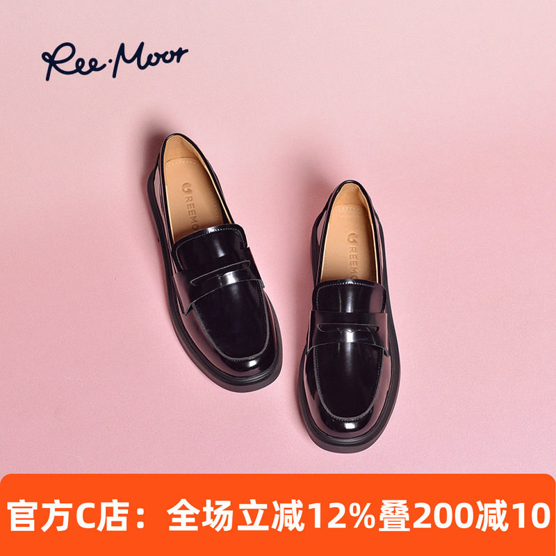 REEMOOR睿慕真皮乐福鞋新款商场同款气质软底通勤厚底小皮鞋女,女鞋,乐福鞋（豆豆鞋）,淘宝优惠券,粉丝福利购,淘宝优惠卷