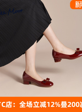 REEMOOR睿慕方扣婚鞋2026年春季新款软底漆皮单鞋舒适气质跟鞋女