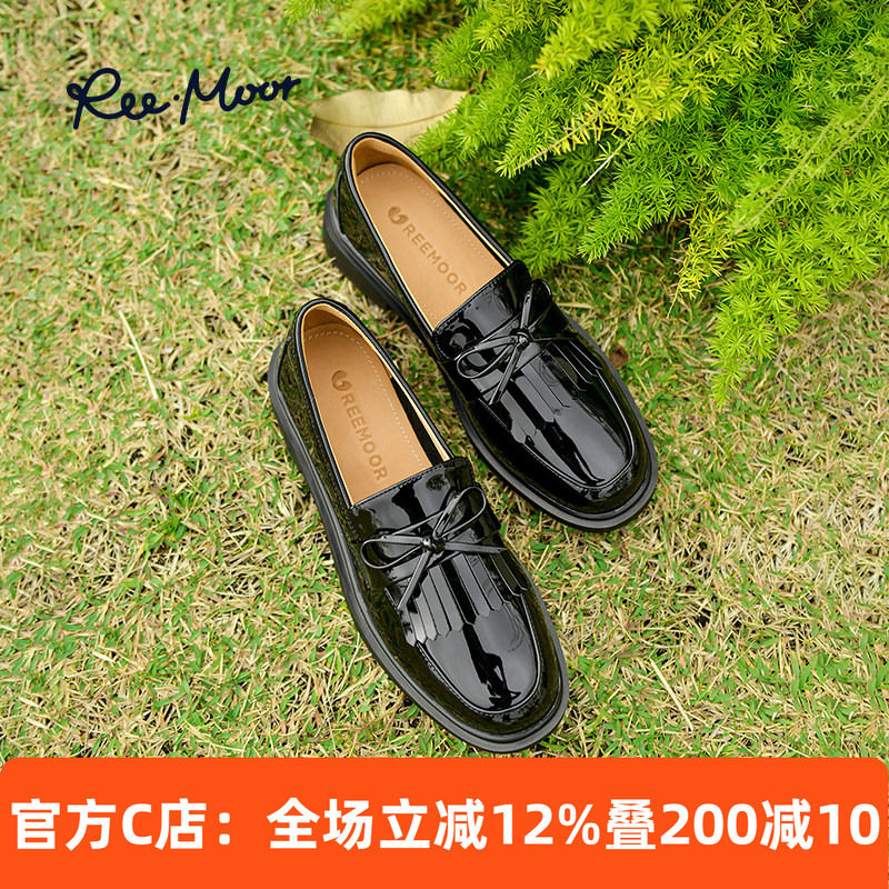 REEMOOR睿慕蝴蝶结乐福鞋2026春季新款流苏厚底增高小皮鞋女单鞋,女鞋,乐福鞋（豆豆鞋）,淘宝优惠券,粉丝福利购,淘宝优惠卷