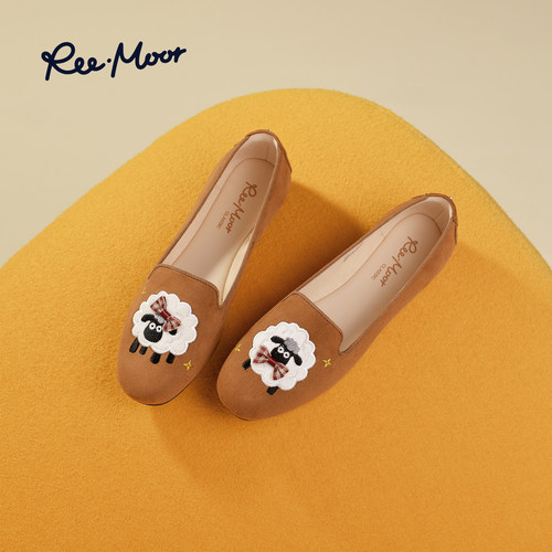 REEMOOR睿慕刺绣咪全羊乐福鞋女