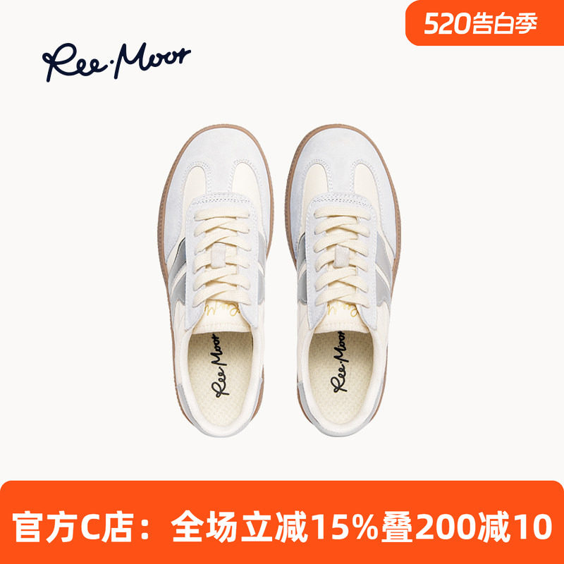 REEMOOR睿慕帆布德训鞋2026年春夏新款平底厚底运动休闲板鞋女款