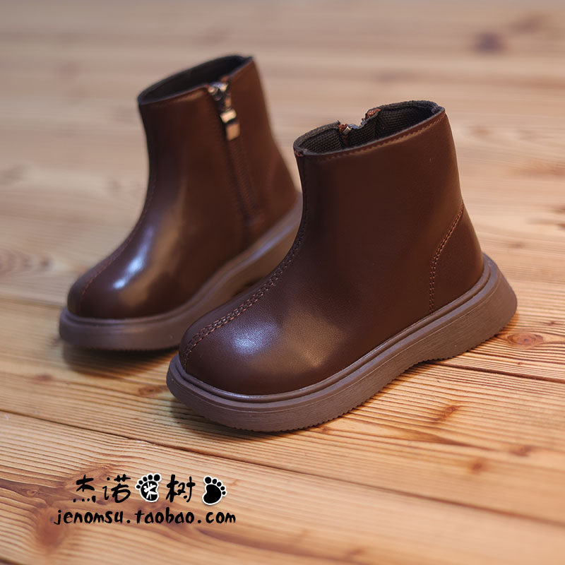 皮靴儿童短靴秋冬英伦风马丁靴