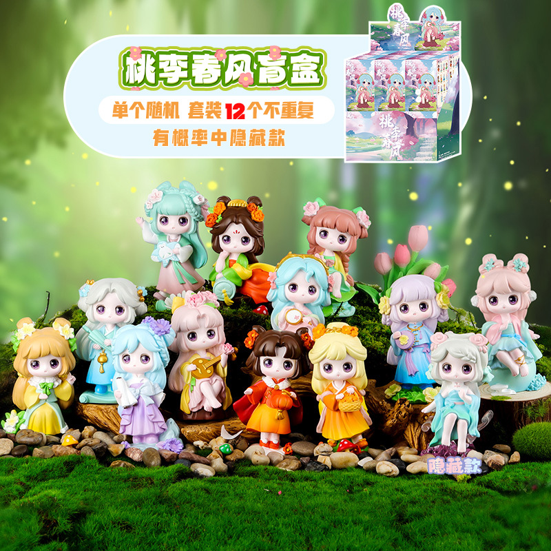 新款可爱少女心系列桃李春风盲盒创意潮玩手办摆件车载装饰品