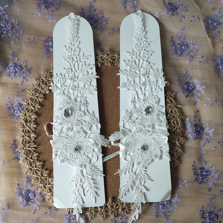 웨딩 에티켓 장갑 신부 신혼 장식 수용성 다이아몬드 레이스 장갑 흰색 미적 중공 장갑