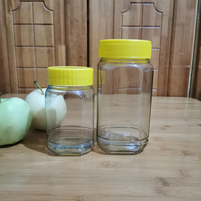 新款八角蜂蜜瓶五谷杂粮收纳盒玻璃密封储物罐酱菜瓶透明食品盒