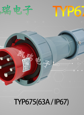 威浦防水工业插头63A5针夹爪插头TYP675暗装直式插座TYP5924 IP67
