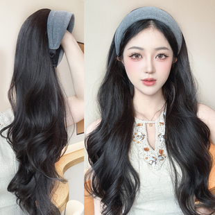 发箍假发一体式2025新款大波浪长发全头套女长卷发自然日常半头套