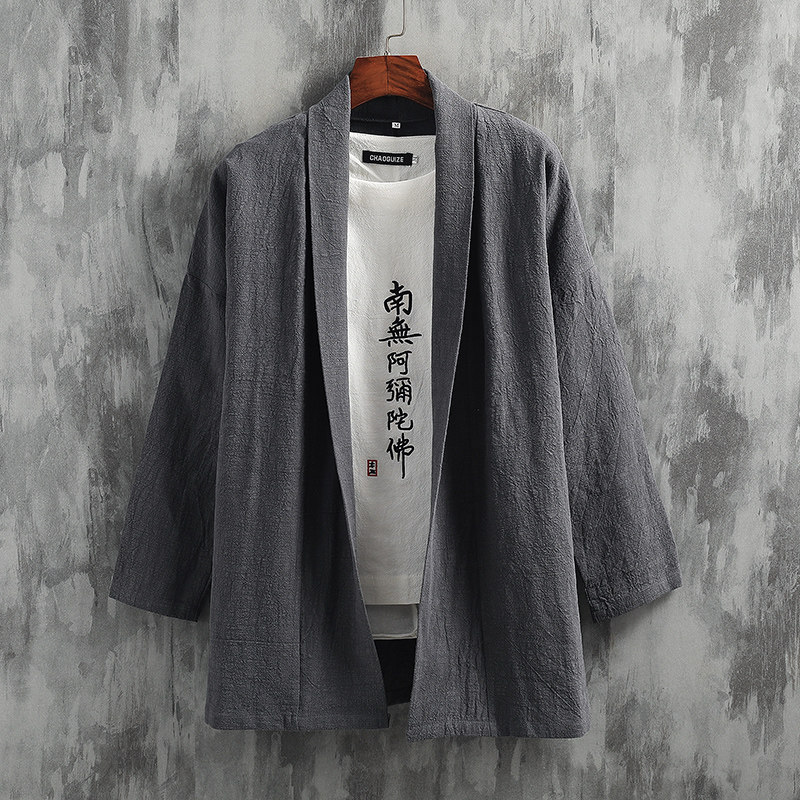 2025秋冬风男装棉麻道袍披风开衫汉服中式唐装外套C016-P75,男装民族服装,星座409-1