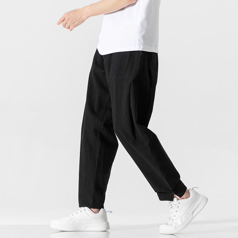 风春秋棉麻长裤亚麻宽松大码休闲裤唐装松紧腰太极裤K036P75，男装休闲裤，星座409-1