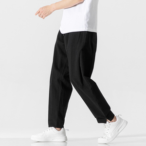 风春秋棉麻长裤亚麻宽松大码休闲裤唐装松紧腰太极裤K036P75，男装休闲裤，星座409-1