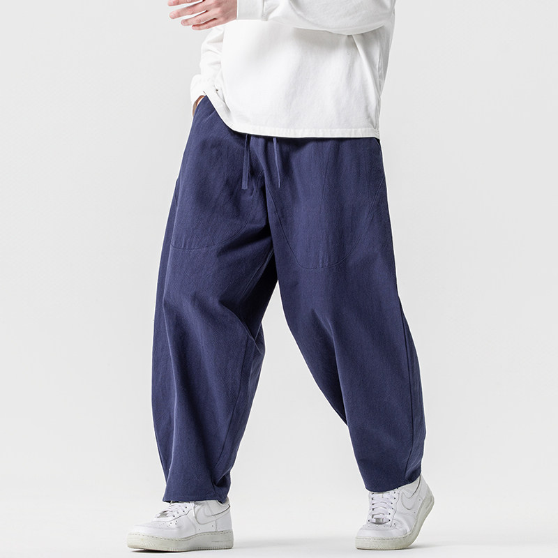 休闲裤男士宽松灯笼裤传统练功裤棉麻长裤阔腿裤K055P75,男装休闲裤,星座409-1