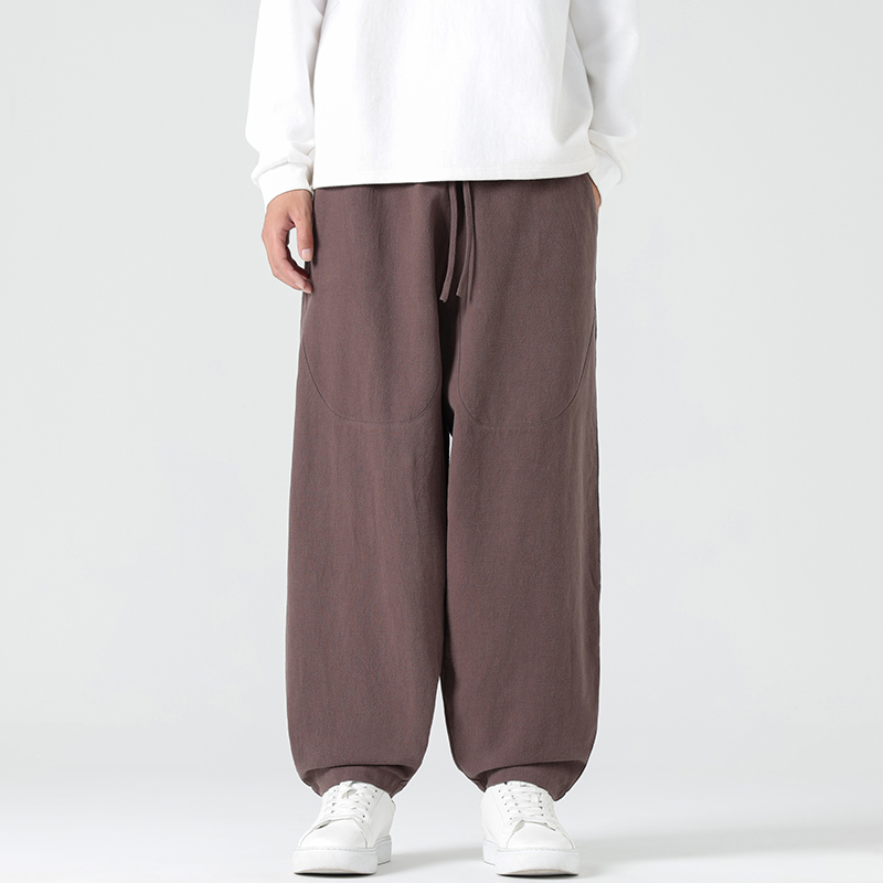 休闲裤男士宽松灯笼裤传统练功裤棉麻长裤阔腿裤K055P75，男装休闲裤，星座409-1