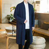 休闲中长款 2025男装 中国风道袍披风宽松亚麻开衫 对襟风衣C018P75