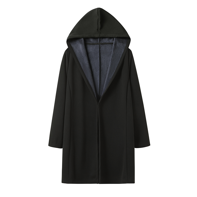 秋冬复古中长款连帽披风加绒加厚外套风对襟无扣风衣C051P75，男装风衣，星座409-1