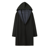 秋冬复古中长款连帽披风加绒加厚外套风对襟无扣风衣C051P75，男装风衣，星座409-1