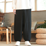 休闲裤男士宽松灯笼裤传统练功裤棉麻长裤阔腿裤K055P75，男装休闲裤，星座409-1