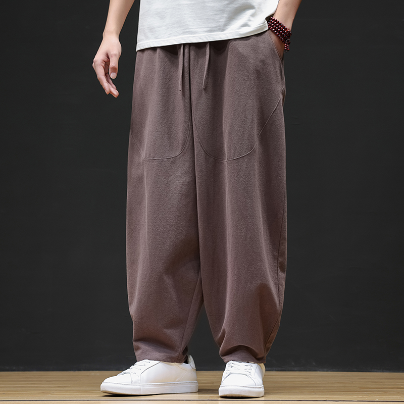 休闲裤男士宽松灯笼裤传统练功裤棉麻长裤阔腿裤K055P75