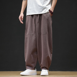 休闲裤男士宽松灯笼裤传统练功裤棉麻长裤阔腿裤K055P75，男装休闲裤，星座409-1