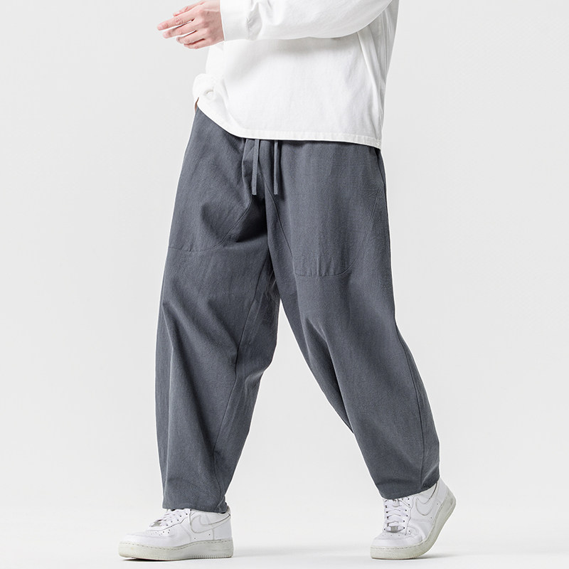 休闲裤男士宽松灯笼裤传统练功裤棉麻长裤阔腿裤K055P75,男装休闲裤,星座409-1