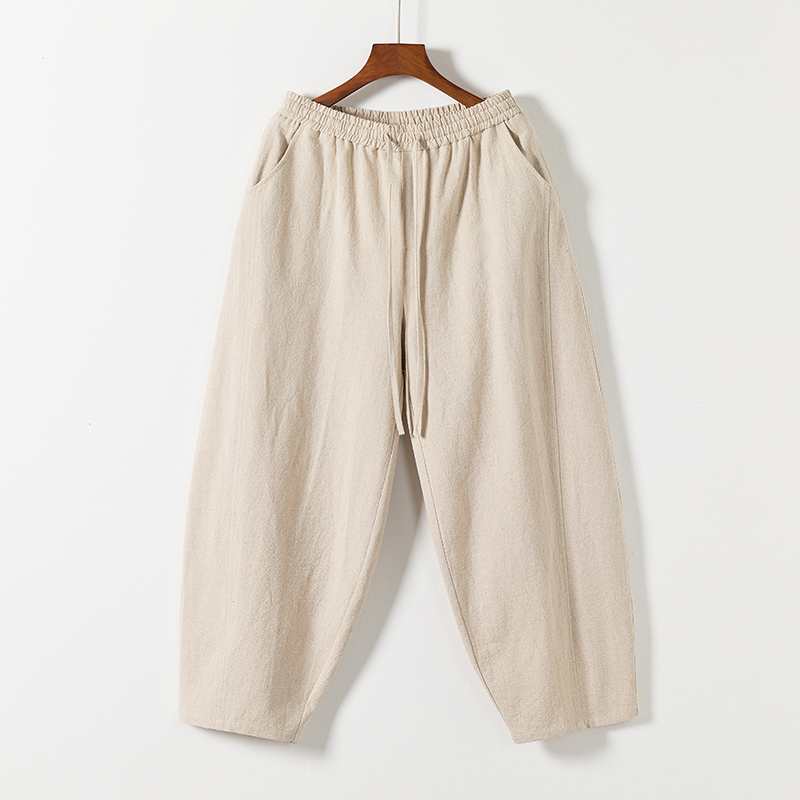 风棉麻休闲裤廓形弯刀裤大码阔腿裤长裤宽松灯笼裤5005P75，男装休闲裤，星座409-1