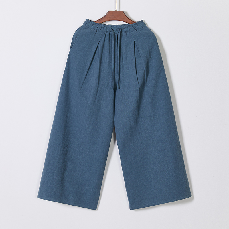 2025风休闲宽松直筒阔腿裤秋季中腰棉麻凉感水洗长裤K013P75，男装休闲裤，星座409-1