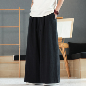 2025风休闲宽松直筒阔腿裤秋季中腰棉麻凉感水洗长裤K013P75，男装休闲裤，星座409-1