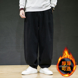 秋冬可穿240复古棉麻宽松加绒长裤风百搭阔腿哈伦裤K001P85，男装卫衣，星座409-1