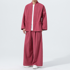 开衫唐装风棉麻禅修居士茶服大码披风汉服套装M910K013P160图片