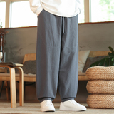 休闲裤男士宽松灯笼裤传统练功裤棉麻长裤阔腿裤K055P75，男装休闲裤，星座409-1