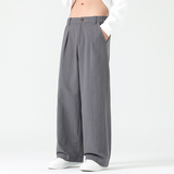 夏季风男亚麻休闲宽松薄款冰丝垂感直筒棉麻阔腿长裤5008P85，男装休闲裤，星座409-1