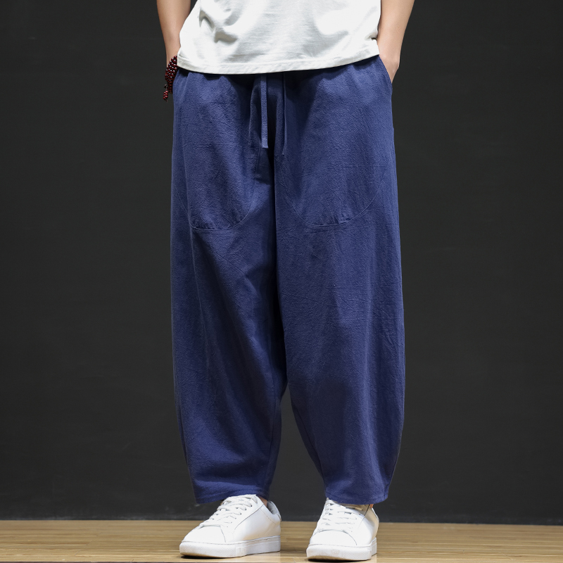 休闲裤男士宽松灯笼裤传统练功裤棉麻长裤阔腿裤K055P75