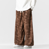 秋冬风灯芯绒休闲长裤直筒阔腿裤日系复古条绒哈伦裤K039P55，男装休闲裤，星座409-1