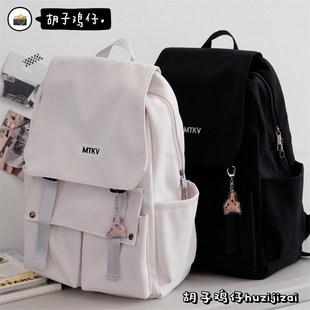 ins日系原宿街头工装 复古潮流大容量背包女学生书包 双肩包男韩版