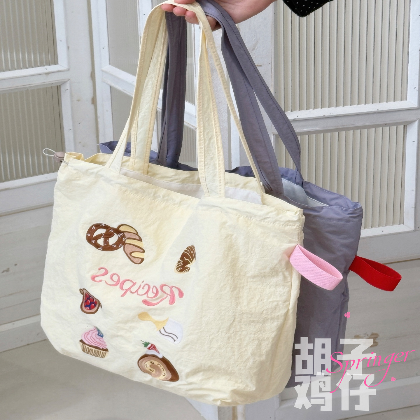胡子鸡仔韩版可爱少女大容量帆布托特包包女大学生上课手提单肩包