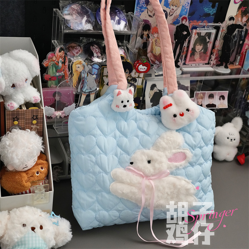 可可爱爱的彩色波点狗狗单肩