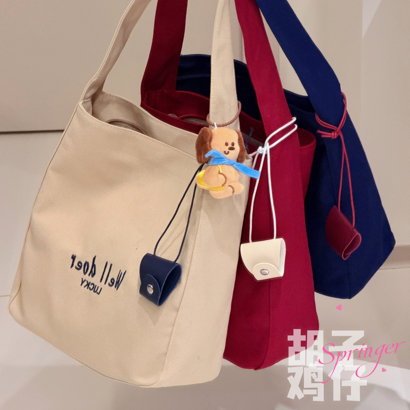 韩系字母简约百搭帆布包补习袋