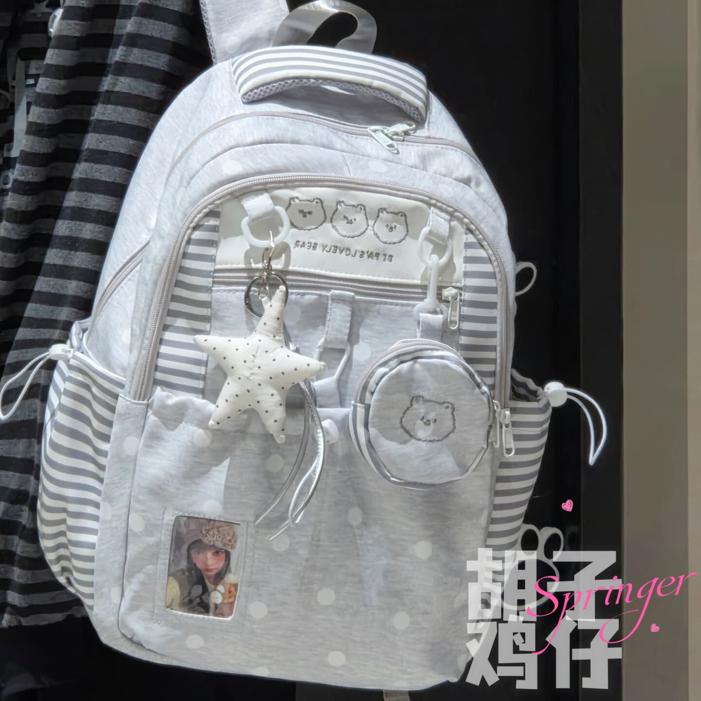 波点可爱少女风双肩包韩轻便背包图片