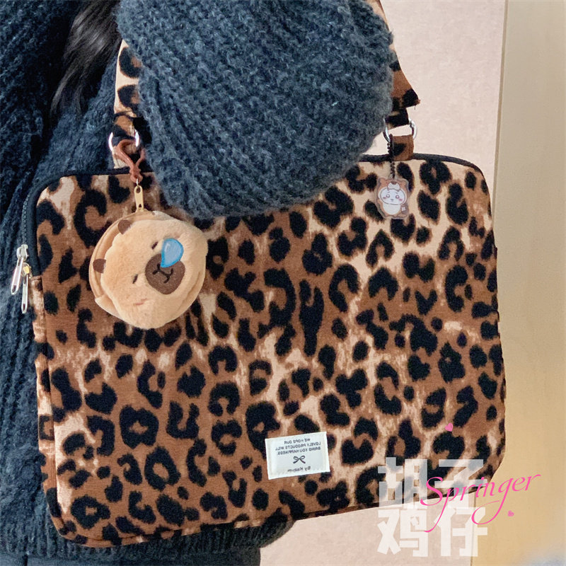 小众个性豹纹手提内胆包