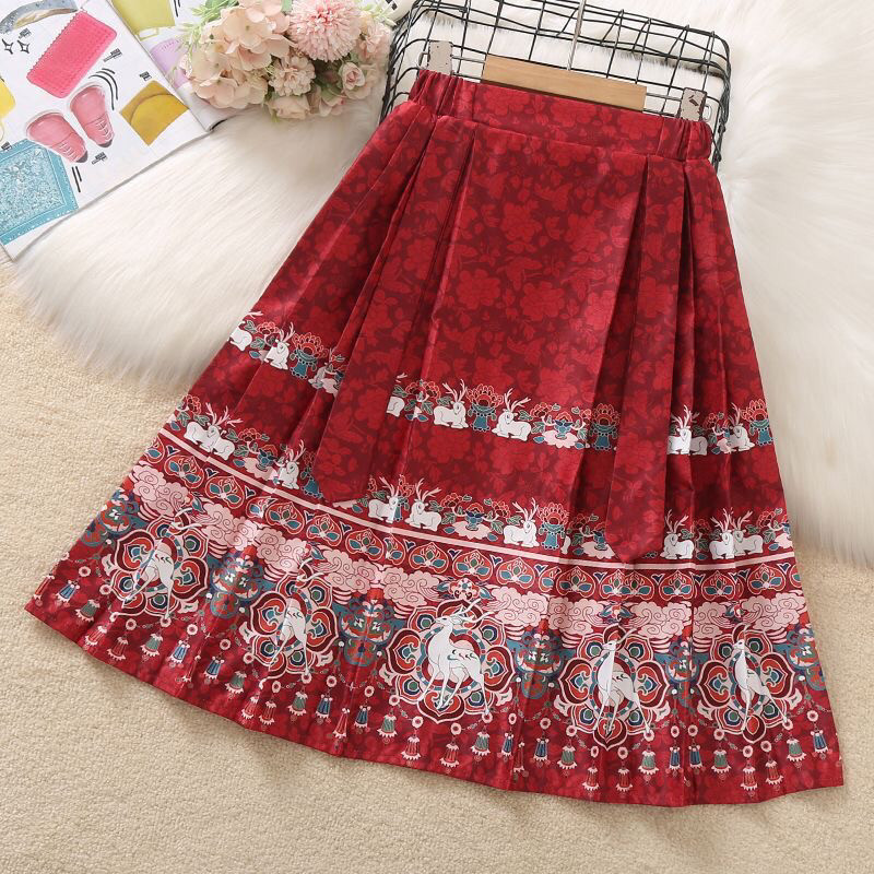 新中式国风马面裙女孩夏季新款日常通勤半身长裙子松紧腰,童装/婴儿装/亲子装,半身裙,淘宝优惠券,粉丝福利购,淘宝优惠卷