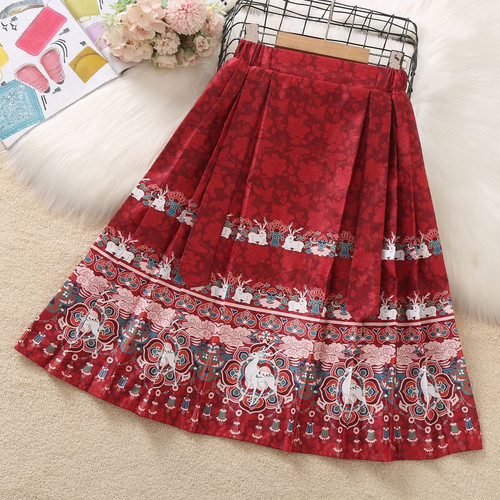 新中式国风马面裙女孩夏季新款日常通勤半身长裙子松紧腰