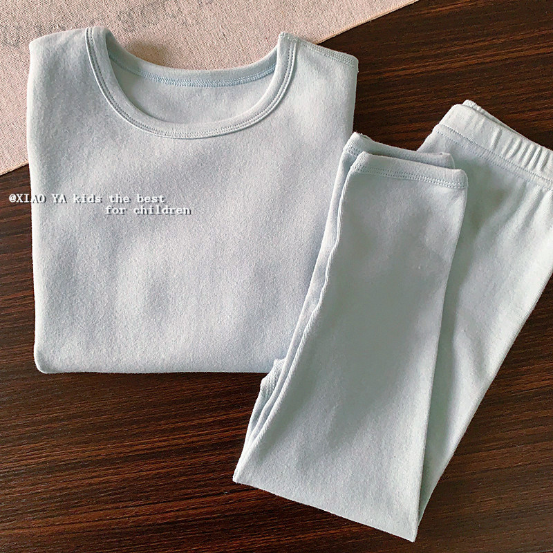 女童纯色家居服秋冬儿童A类纯棉秋裤内衣套装居家服儿童保暖睡衣