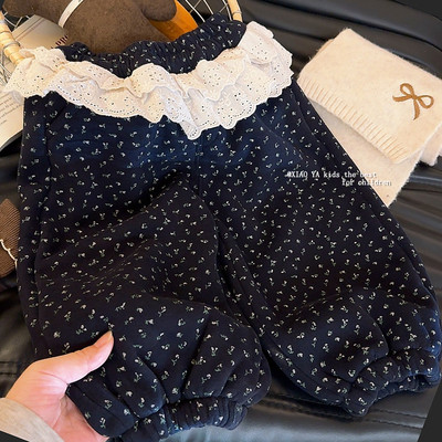 25冬季韩女童加绒碎花卫裤打底裤