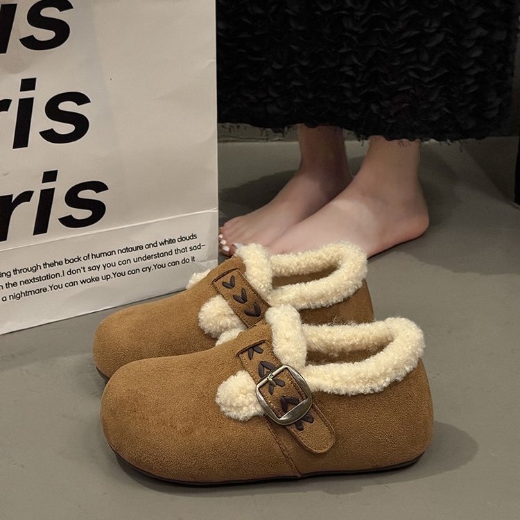 小码勃肯鞋3334绝美厚底女冬加厚皮毛一体2025新款小个子加绒棉鞋