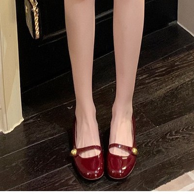 34码女式特小码鞋33粗跟单鞋女2025新款法式玛丽珍小皮鞋厚底复古