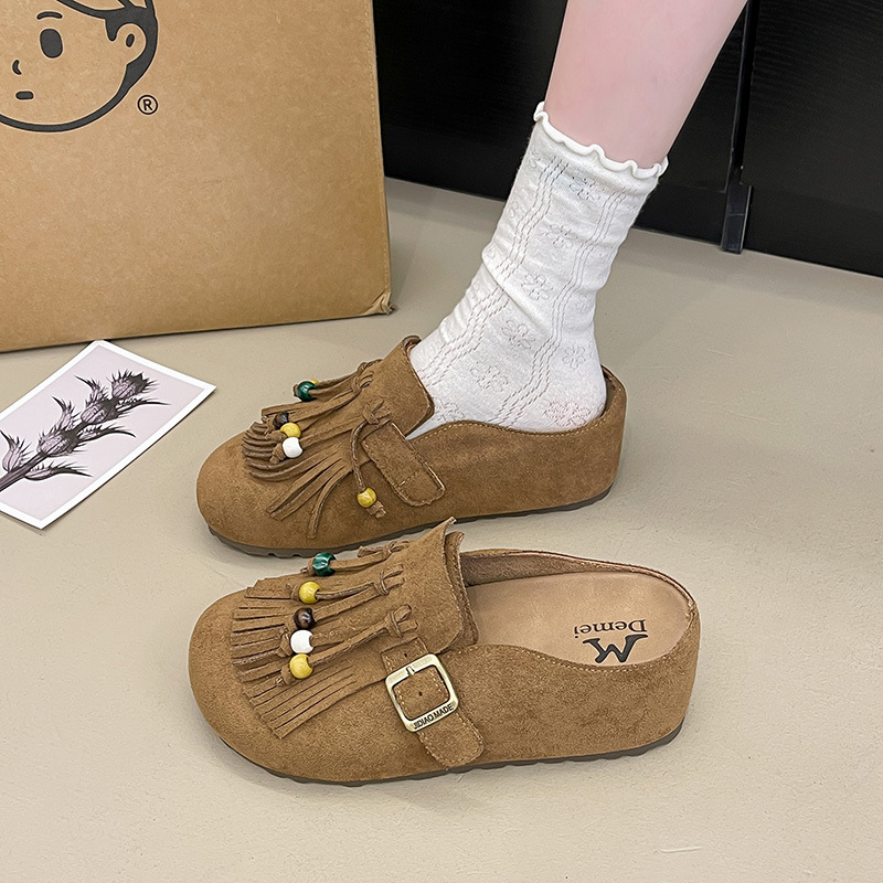 小码勃肯鞋32334厚底小个子包头半拖鞋女2025新款一脚蹬外穿增高
