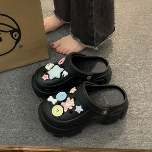 34厚底洞洞鞋 32码 33特小码 拖鞋 女外穿有足弓eva防滑防臭运动凉鞋