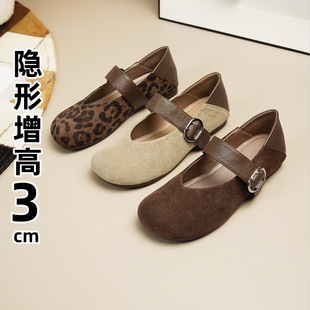 小码单鞋女313233超软小羊皮设计感小众红色rv方扣内增高玛丽珍34